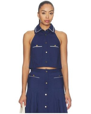 SER.O.YA Yumi Poplin Top - Blue