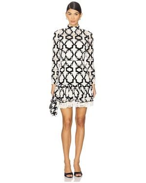 MILLY Willa Velvet Flock Lace Mock Neck Dress En. Taille Also En 2, 4, 8, 10 - Noir