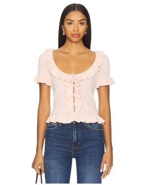 MAJORELLE Kaomi Ruffle Knit Top - Blue