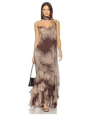 Rococo Sand Cowl Maxi Dress With Sash - Natural