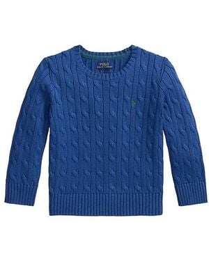 Polo Ralph Lauren Kids Long Sleeve Cotton Cable-Knit Crewneck Sweater - Blau