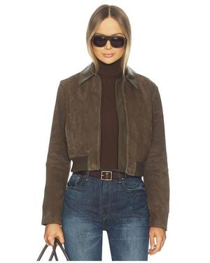 Vince Suede Shrunken Bomber - Brown