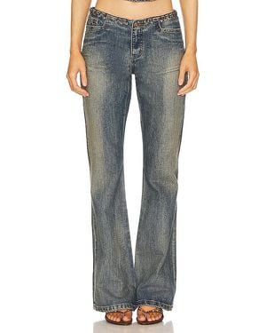 Jaded London Whipstitch Low Rise Straight - Blue