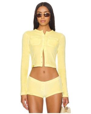 Jaded London Velour Cardigan - Yellow