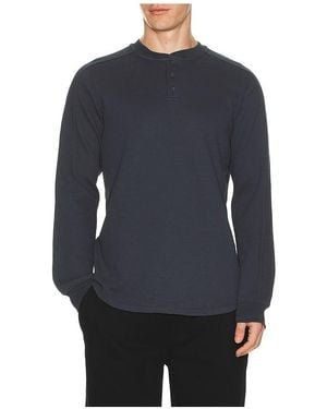 Barefoot Dreams Waffle Thermal Henley - Blue