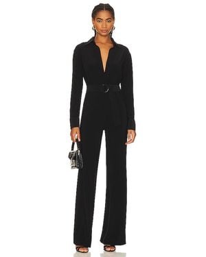 Norma Kamali Shirt Straight Leg Jumpsuit With Collar Stand - Black