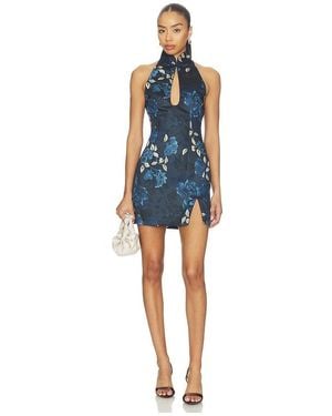 SAU LEE Eva Satin Dress - Blue