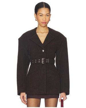 Ganni Peacot Wool Fitted Jacket - Black