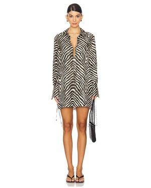 Shona Joy Sana Silk Shirt Tie Mini Dress - Black
