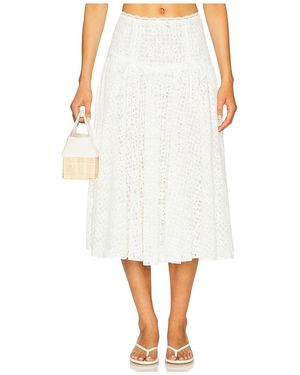 For Love & Lemons Daisy Lace Midi Skirt - White
