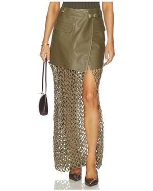 NonChalant Label Kallan Leather Skirt - Green