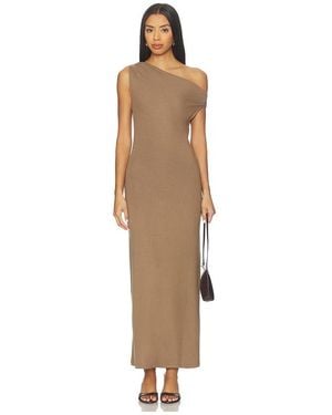 Leset Lauren Ruched Asymmetrical Shoulder Dress - Natural