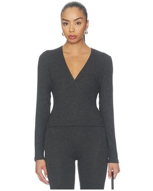 Leset Lauren Crop Wrap Top - Black