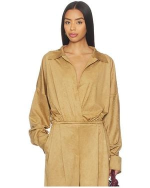 Norma Kamali Super Oversized Boyfriend Shirt Bodysuit - Natural