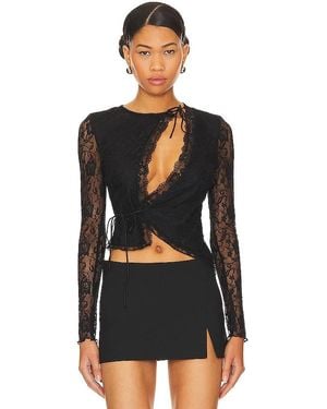 superdown Anahi Wrap Lace Top - Black