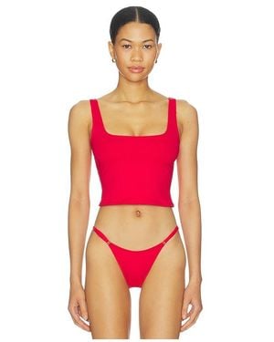 Skims Iconic Swim Tank Bikini Top - Red