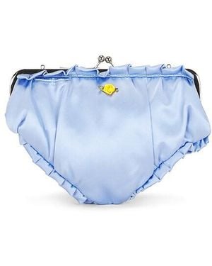 Edie Parker Cheeky Collection Satin Undie Clutch - Blue