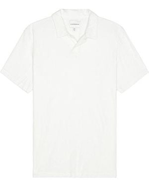 Club Monaco Loop Terry Johnny Collar Polo - White