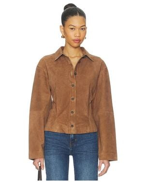 L'academie Dara Suede Button-Down Shirt - Blue