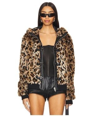 Jaded London Hooded Mendoza Faux Fur Jacket - Black