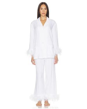 Sleeper Party Pajama Set With Detachable Feathers - White