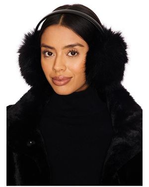 Adrienne Landau The Vee Faux Fur イヤーマフ - ブラック