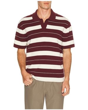 lululemon Knit Stripe Short Sleeve Polo Shirt - Red