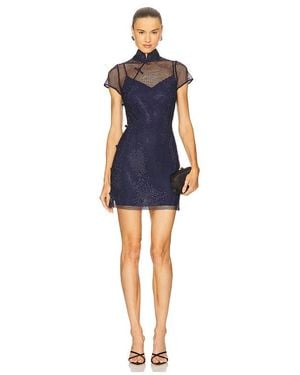 SAU LEE Serena Crystal Mini Dress - Blue