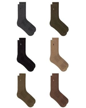 Polo Ralph Lauren Performance Cotton Crew Socks 6-Pack - Black