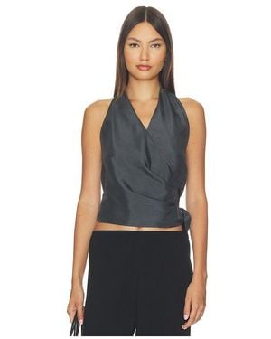 St. Agni Silk Halter Wrap Top - Blue
