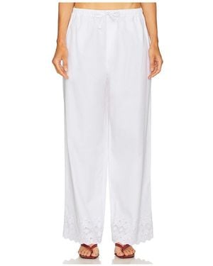 Helsa The Summer Pant With Vintage Swiss Embroidery - White