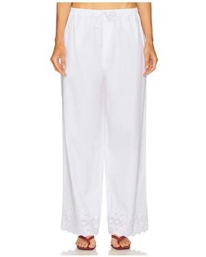 Helsa The Summer Pant With Vintage Swiss Embroidery - White