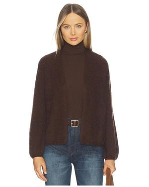 W. Cashmere Juniper Balloon-Sleeve Open Cardigan - Brown