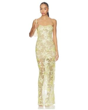 Bronx and Banco Daffodil Sequin Dahlia Strapless Maxi Dress - Metallic