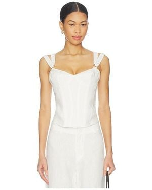 Bardot Serafina Linen Corset Top - White