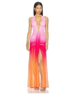 Runaway the Label Adrianna Plunge Ruched Maxi Dress - Pink