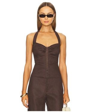 Bardot Rixton Linen Halter Top - Brown