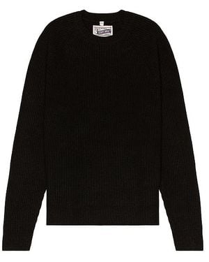 Schott Nyc Ribbed Wool Crewneck Jumper - Black
