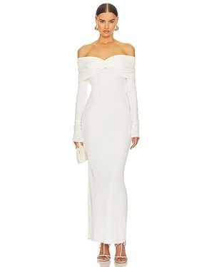 Helsa Matte Jersey Off Shoulder Maxi Dress - White