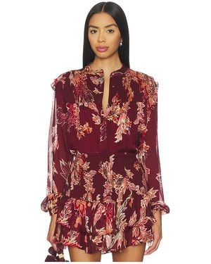 Hemant & Nandita Smocked Top - Red