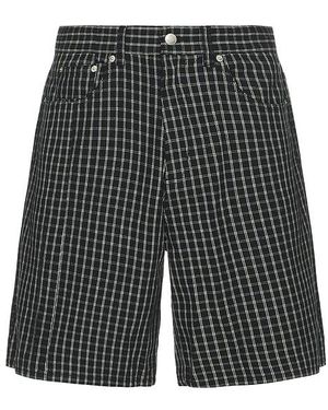 Obey Plaid Baggy Denim Shorts - Grau