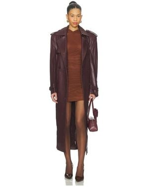 AEXAE X Revolve Leather Suede Trench Coat - Red