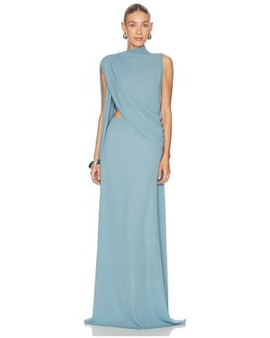 LAPOINTE Draped Scarf Top - Blue