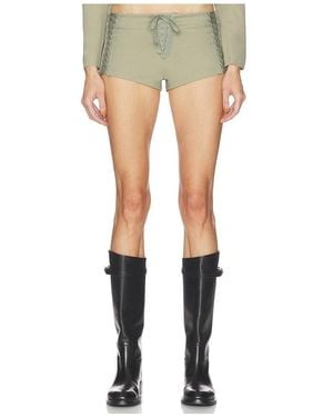 Halo Open Lace Up Micro Shorts - Green