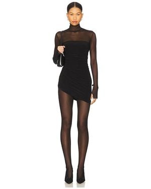 Norma Kamali Long Sleeve Turtleneck Strapless Diana Pickleball Dress - Black