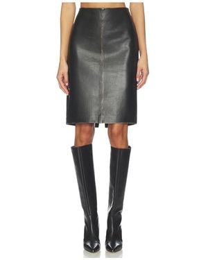 St. Agni Brushed Leather Column Skirt - Black