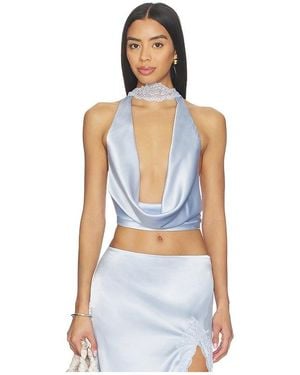MORE TO COME Flyn Cowl Neck Top - Blue