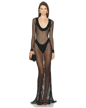 LAQUAN SMITH Long Sleeve Scoop Neck Gown - Black