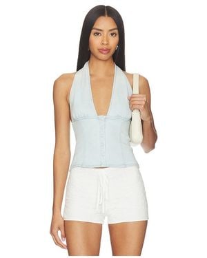 Free People Ramona Denim Halter - White