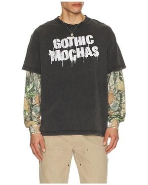 Gothicmochas Stencil Spray Layered Long Sleeve Tee - Black
